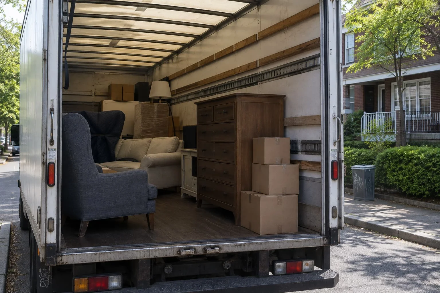Dismantled bed frame and wrapped panels stacked ready for a single-item collection